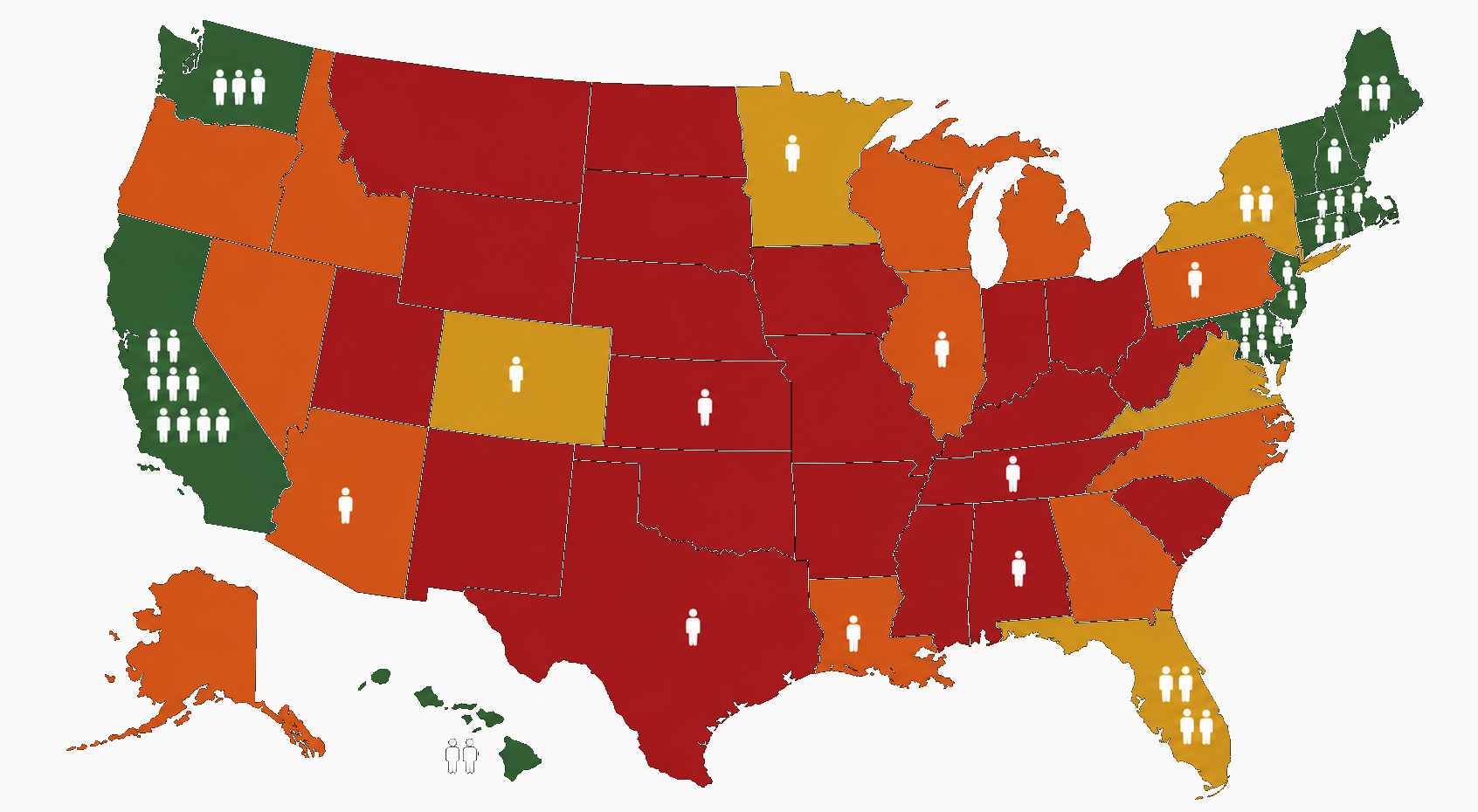 US map showing mental health therapist shortage